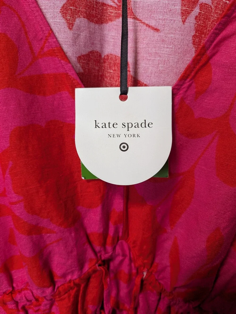 Kate Spade for Target Women's Hot Pink & Red Floral V-Neck Midi Dress